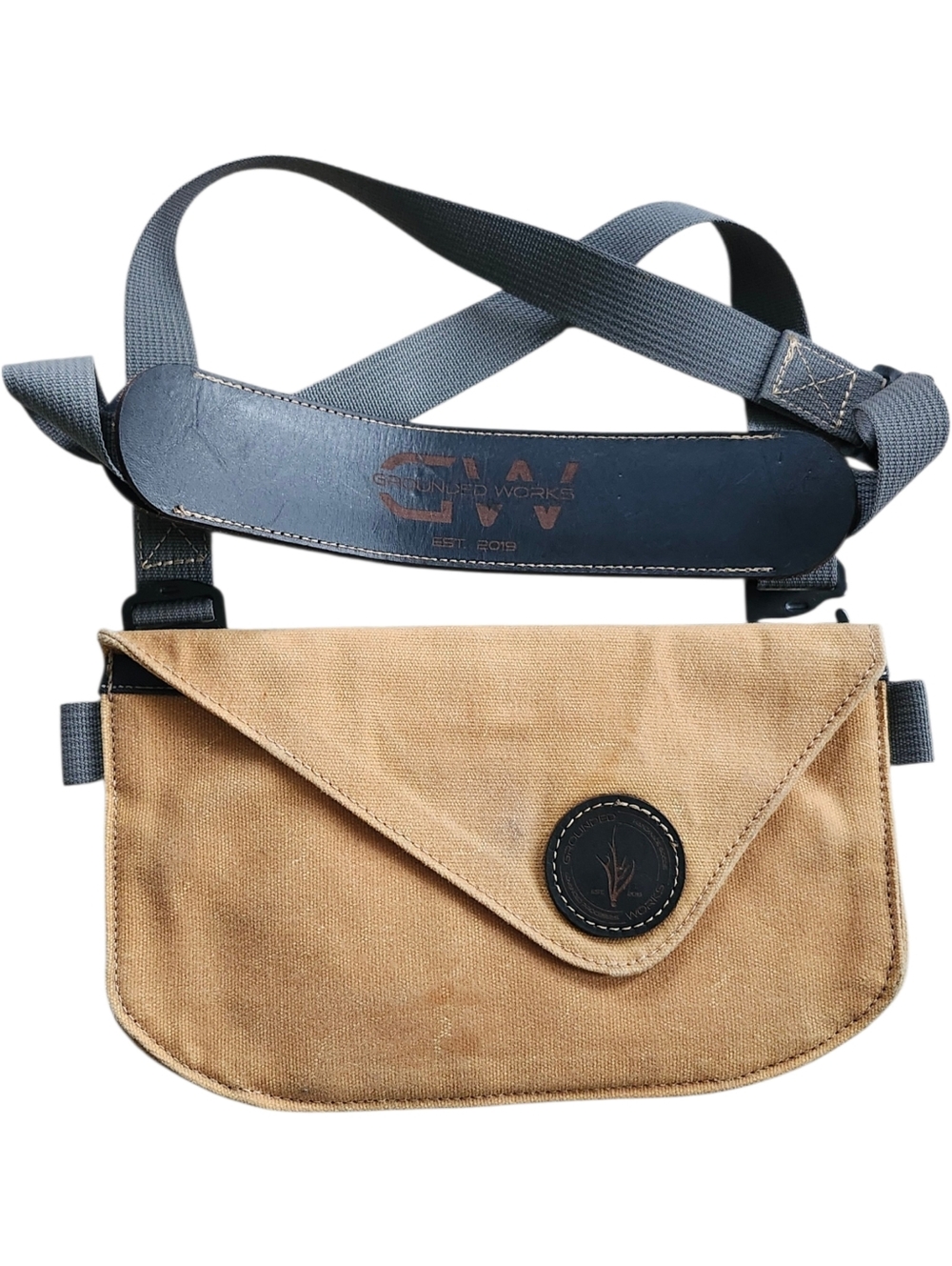 Grounded Works Tan Rugged Canvas Handmade Chest Rig Artisanal Gear Crossbody Bag
